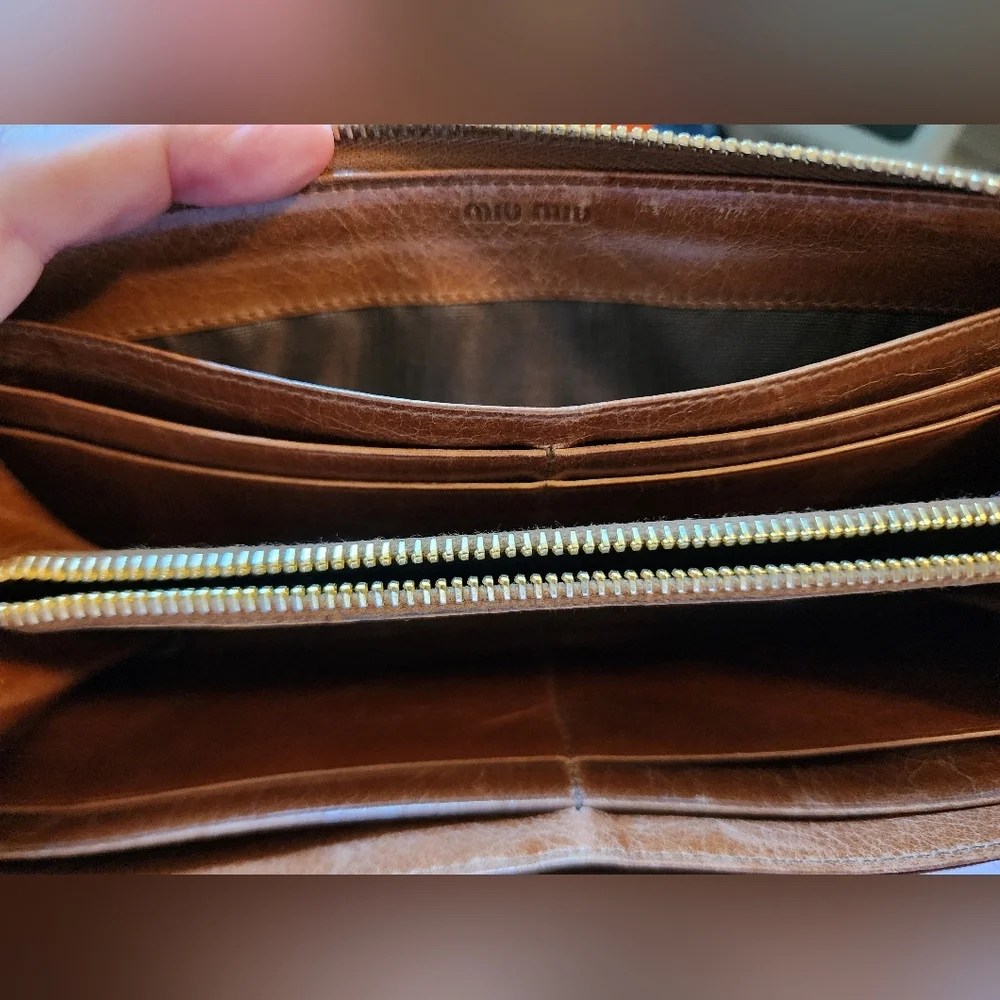 Preowned Miu Miu brown wallet with‎ COA